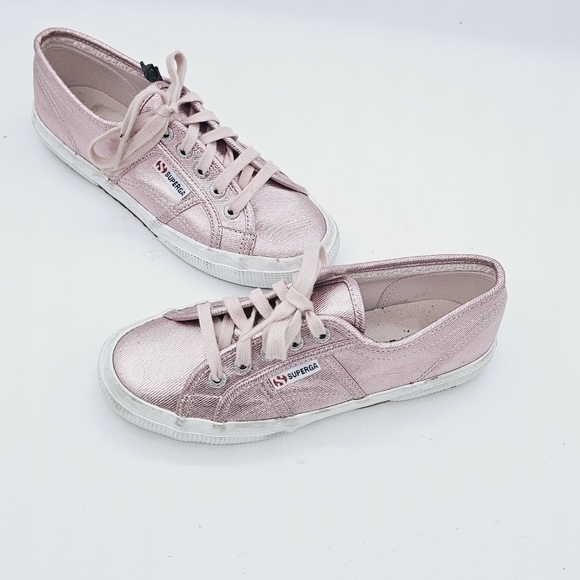 Superga Women's Metallic Pink Cotmetu Lace-Up Low Top Fashion Sneakers Size 5 - Picture 4 of 11